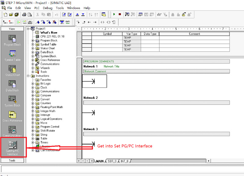 Set PG/PC Interface Set PG/PC Interface