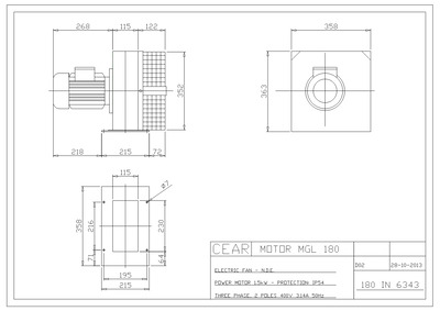 180 IN 6343 Motor MGL 180 / Electric Fan N.D.E. / Power motor 1.5 kW /