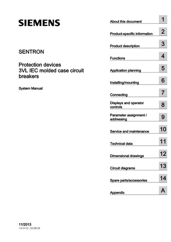 SIEMENS SENTRON Protection devices 3VL IEC molded case circuit breaker