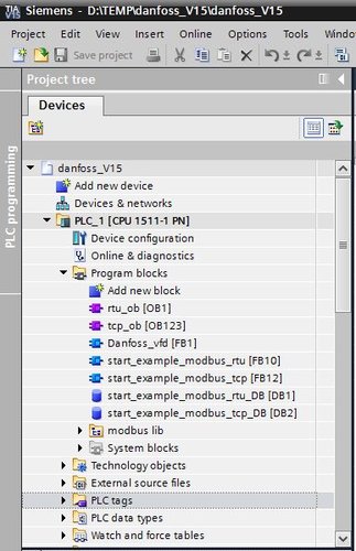 Danfoss Modbus RTU TCP example SIEMENS TIA Portal Danfoss Modbus RTU TCP example SIEMENS TIA Portal