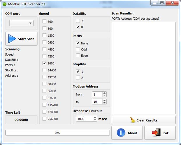Modbus RTU scanner v2.1
