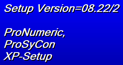ProNumeric, ProSycon, XP-Setup / Setup Version = 08.22/2