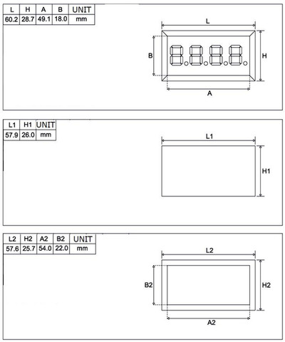 DM56A04 DM36B06 RS485 digital tube display Shell Dimensions DM56A04 DM36B06 RS485 digital tube display Shell Dimensions