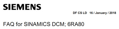SIEMENS FAQ for SINAMICS DCM 6RA80