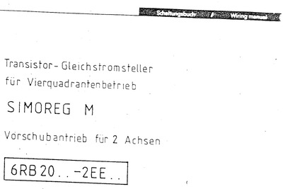 SIEMENS SIMOREG M 6RB20..-2EE.. Wiring Manual Transistor DC motor