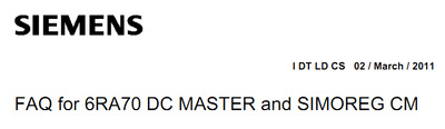 SIEMENS FAQ for 6RA70 DC MASTER amd SI<OREG CM Fault Diagnostics