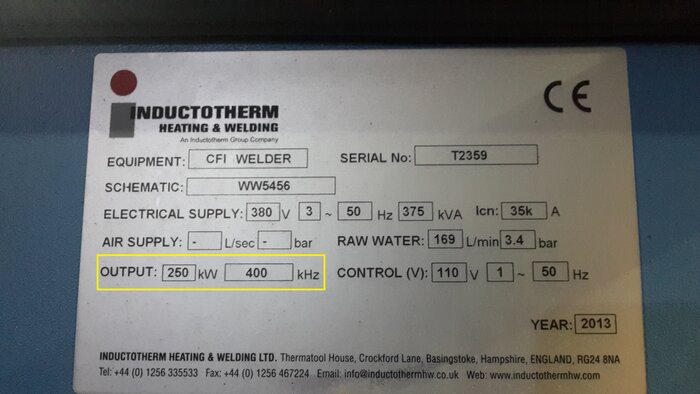 THERMATOOL CFI Factory Settings