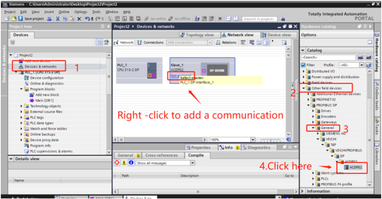 VEICHI AC310Profibus-DP ACDP02.GSD TIA PORTAL V15.1 Example